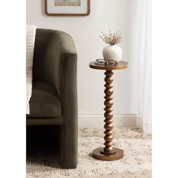Konya 9 in. Gold Round MDF End Table