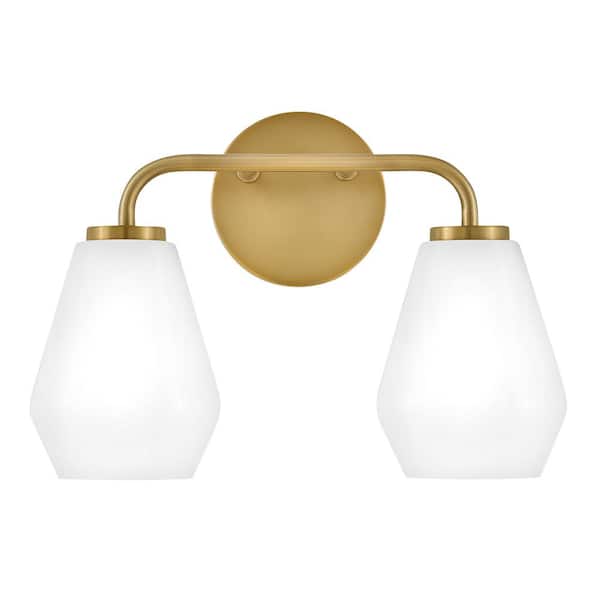 LARK Gio 14.75 in. 2 Light Lacquered Brass Vanity Light