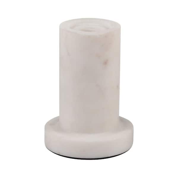 4 in. White Stone Cylinder Taper Candle Holder with Flat Base
