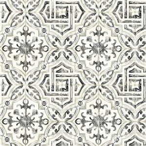 Sonoma Black Spanish Tile Paper Pre-Pasted Wallpaper Roll (Covers 56.4 Sq. Ft.)