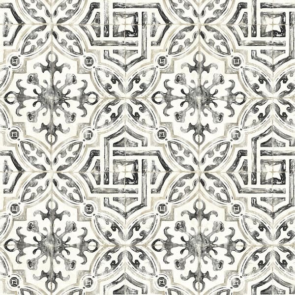 Chesapeake Sonoma Black Spanish Tile Black Wallpaper Sample