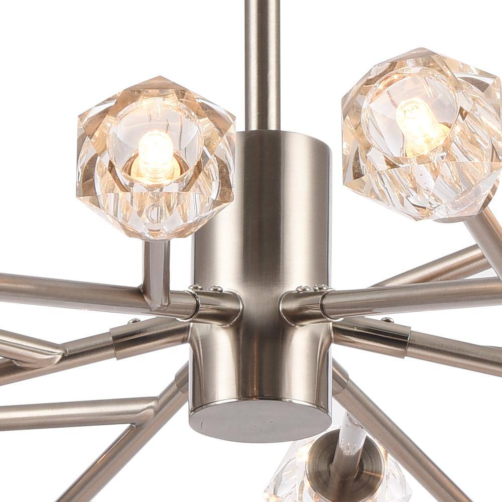 Sleek Shiny Nickel 29.5" Crystal Bass Shade Chandelier