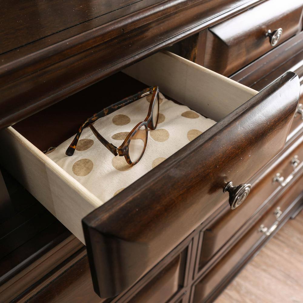 Damien Brown Cherry 10-Drawer Wood Double Dresser