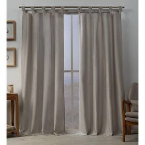 Loha Beige Solid Light Filtering Braided Tab Top Indoor Curtain Panel, 54 in. W x 108 in. L (Set of 2)