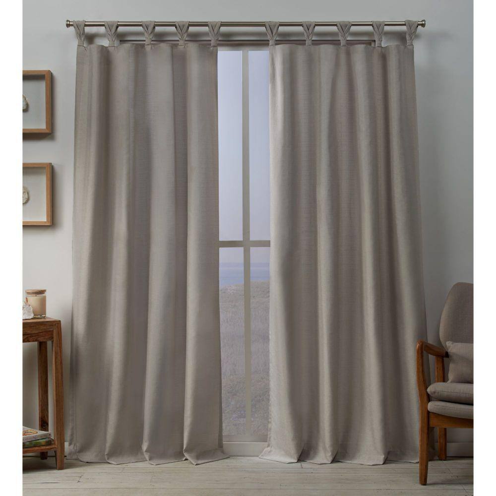 Beige Tab Top Room Darkening Curtain 54 in. W x 108 in. L (Set of 2
