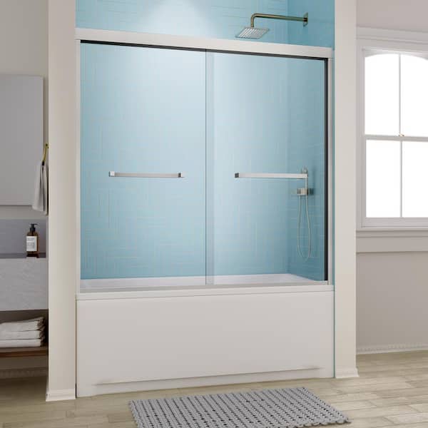 Streamline Allia 60 in. W x 58 in. H Sliding Bathtub Door, CrystalTech Treated 5/16 in. Tempered Clear Glass, Chrome Hardware