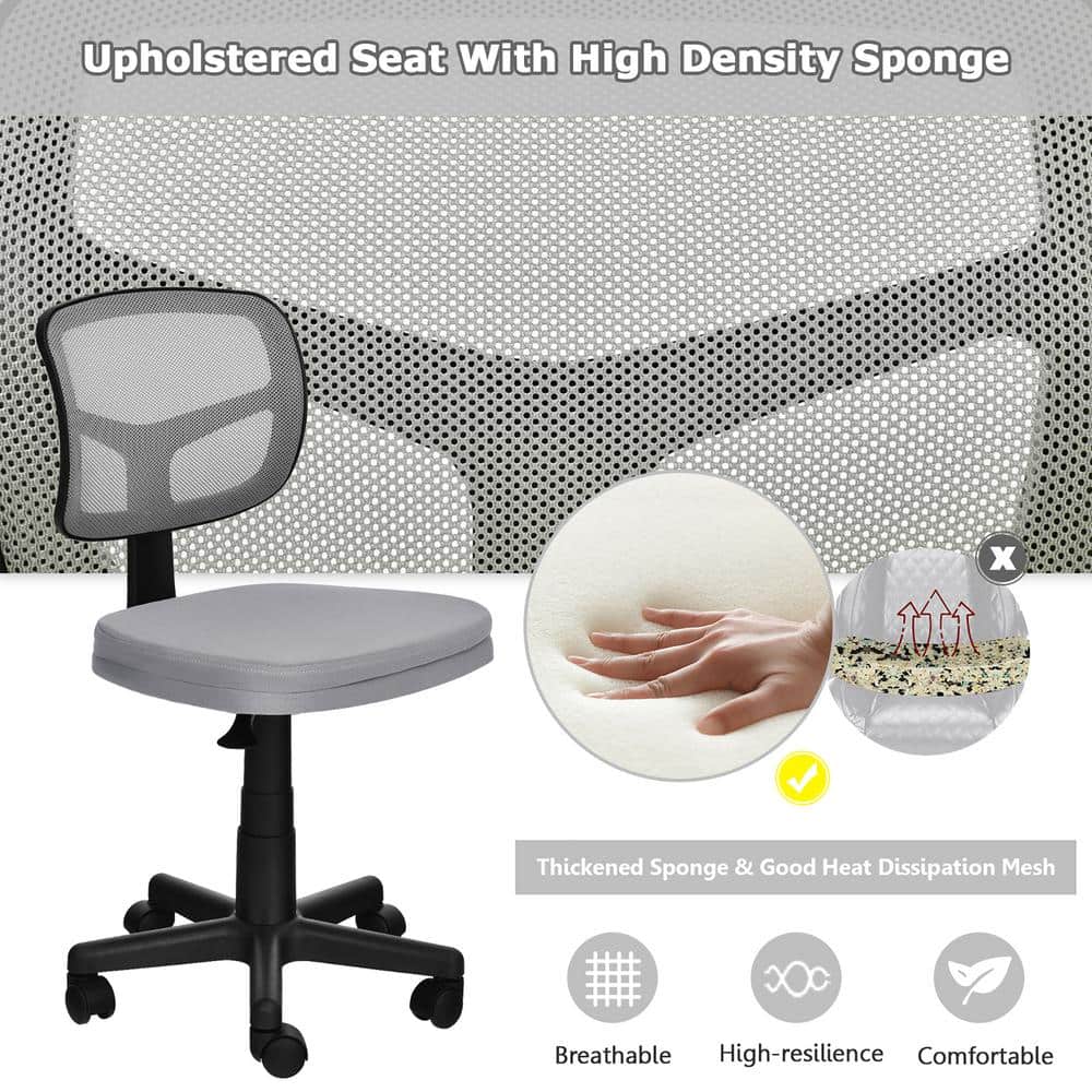 ErgoFlex Armless Mesh Executive Chair in Sleek Gray