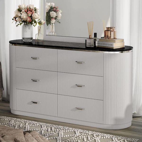 Furniture of America Addy Light Gray 6-Drawer 62.5 in. Dresser