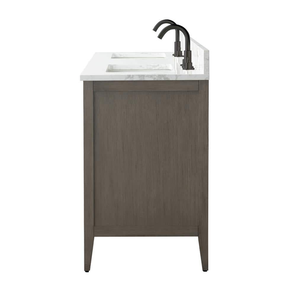 Driftwood Gray 60" Double Sink Bathroom Vanity with Marble Countertop