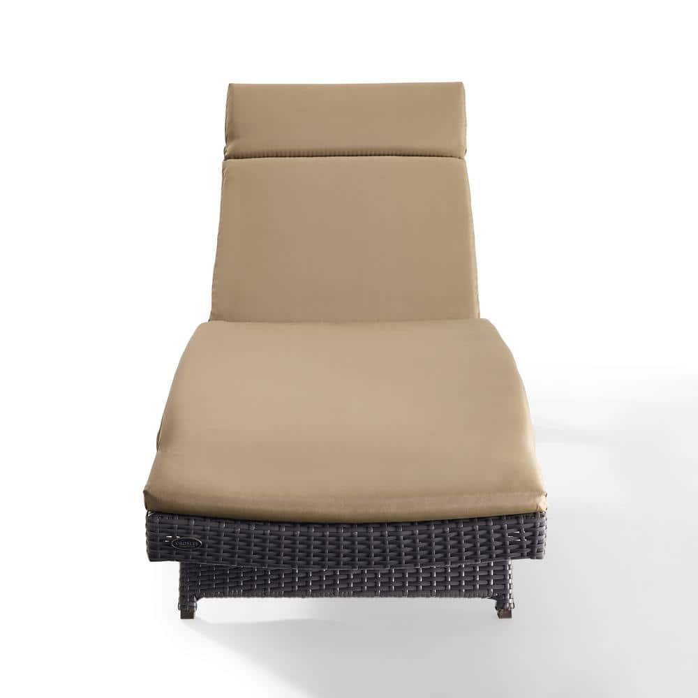 Biscayne Mocha Cushioned Outdoor Chaise Lounger in Dark Brown