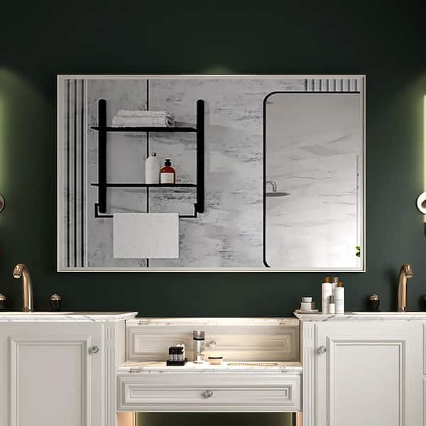 Staykiwi 40 in. W. x 30 in. H Rectangular Framed Wall Bathroom Vanity Mirror in White