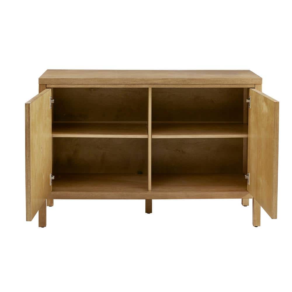 Natural Wood 2-Door Accent Cabinet with Adjustable Shelves