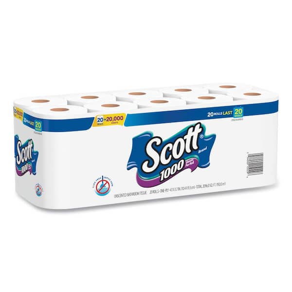 Scott 1-Ply Standard Roll Bathroom Tissue (20/Pack, 2 Packs/Carton