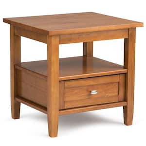 Warm Shaker Solid Wood 20 in. Wide Rectangle Transitional End Side Table in Light Golden Brown