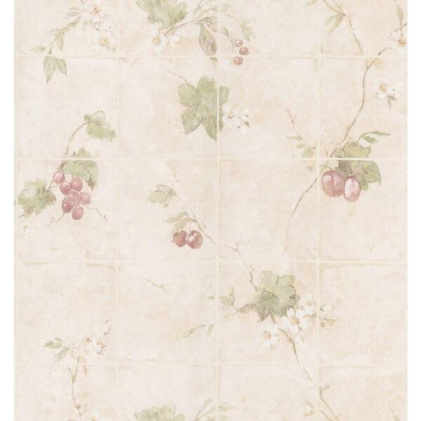 Brewster Kitchen and Bath Resource II Off-White Vine Tile Wallpaper Sample