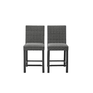 Rattan Wicker Gray Aluminum Outdoor Dining Chairs with High Back and Footrest (2-Pack)