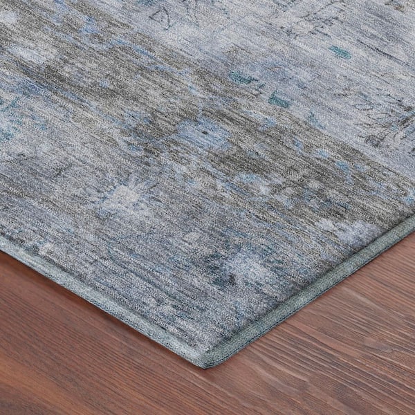 Mayfield Premium Machine Washable Abstract AMF2323 Sky 2 ft. x 7 ft. Runner Rug