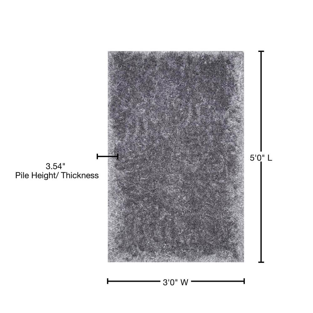 Reversible Handmade Tufted Gray Shag Area Rug 3' x 5'