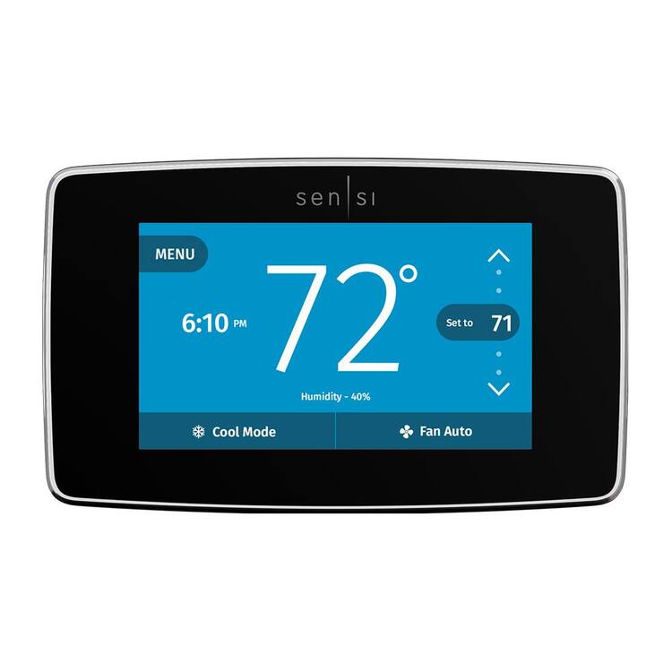 Emerson Sensi Touch 7-day Programmable Wi-Fi Smart Thermostat with Touchscreen Color Display, C-wire Required - Black