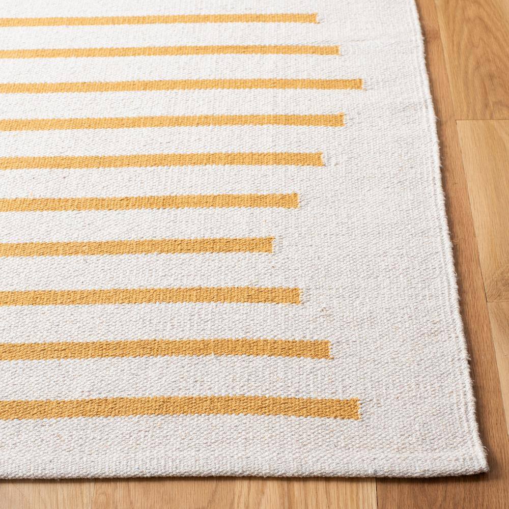 Ivory and Gold Handwoven Cotton 9' x 12' Rug