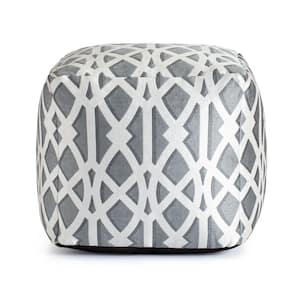 Sark Gray 18 in. x 18 in. x 18 in. Gray and Ivory Pouf