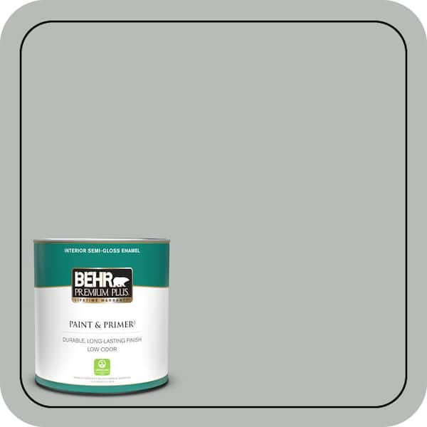 BEHR PREMIUM PLUS 1 qt. #T18-19 Quiet Time Semi-Gloss Enamel Low Odor Interior Paint & Primer