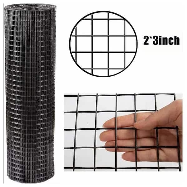 36 in. x 50 ft. 16-Gauge Black Vinyl Coated Mesh for Poultry-Netting Cage and Garden Plant, Precision Welding