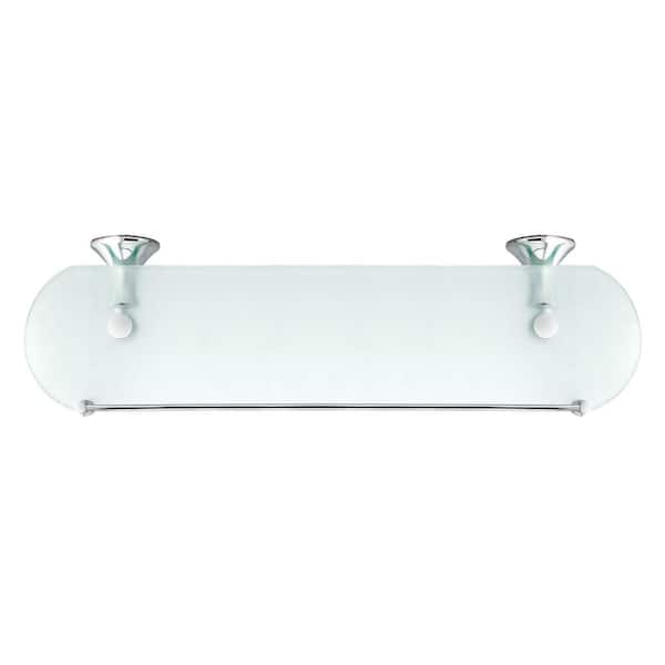 Duemila 5526.29_5576-79.81G by WS Bath Collections, Wall Mounted Frosted  Glass Adhesive Bathroom Shelf, Polished Chrome