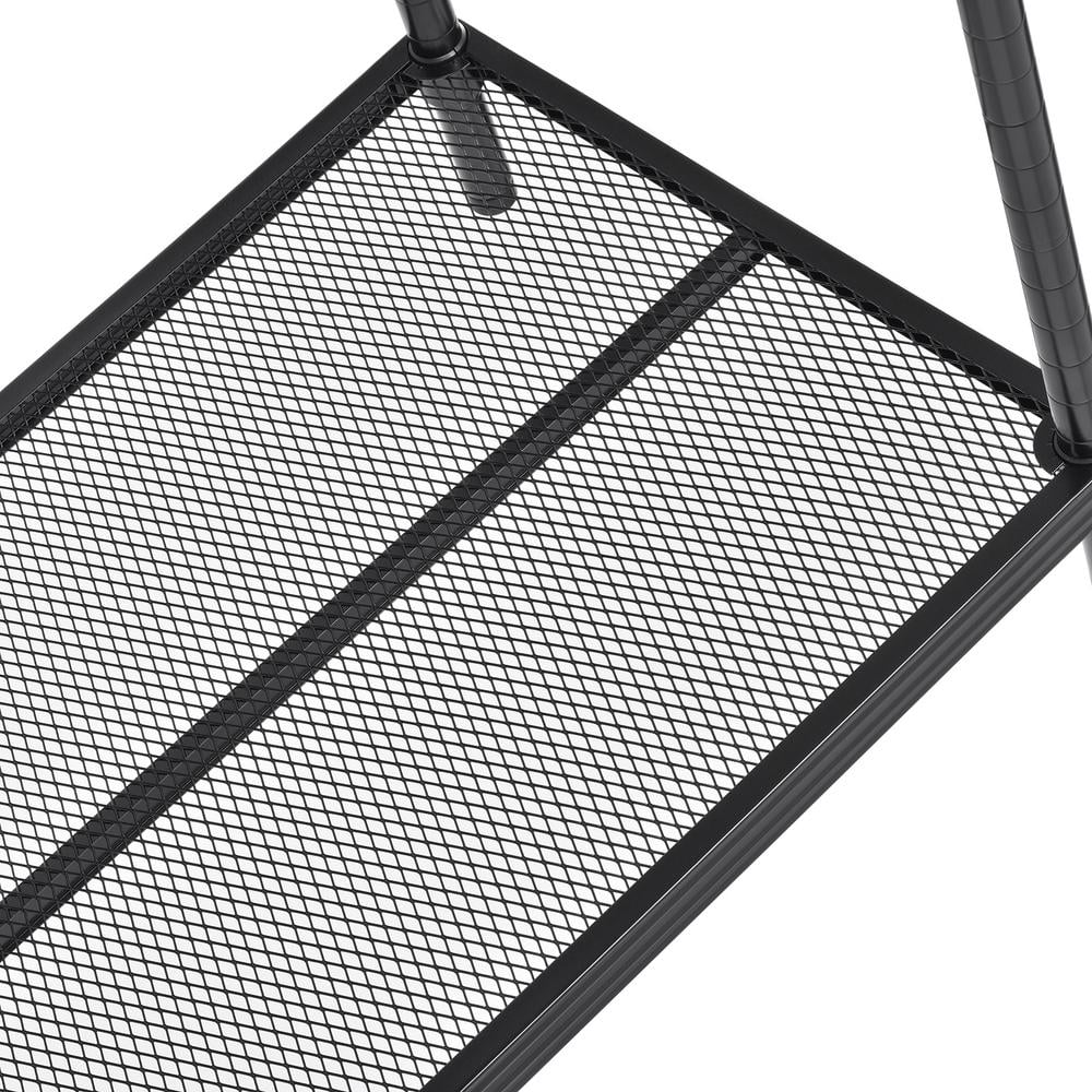 Black Steel Wire Mesh Garment Rack with Ledge