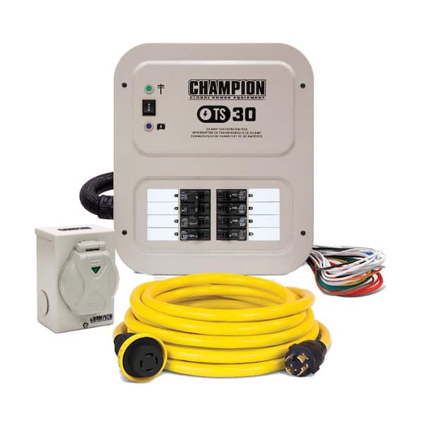 Champion Power Equipment 30 Amp 8 Circuit Manual Transfer Switch with 25 ft. Generator Power Cord