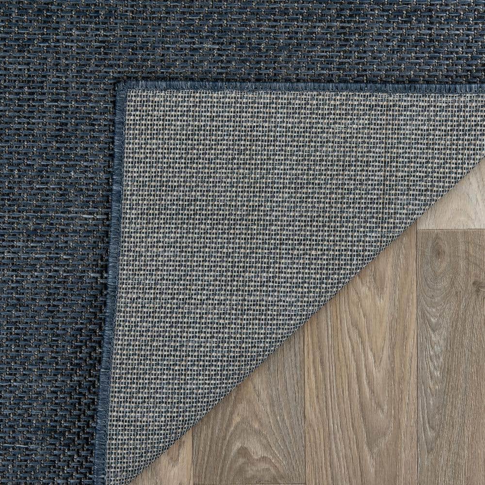 Contemporary Blue Synthetic 5' x 7' Flatweave Area Rug