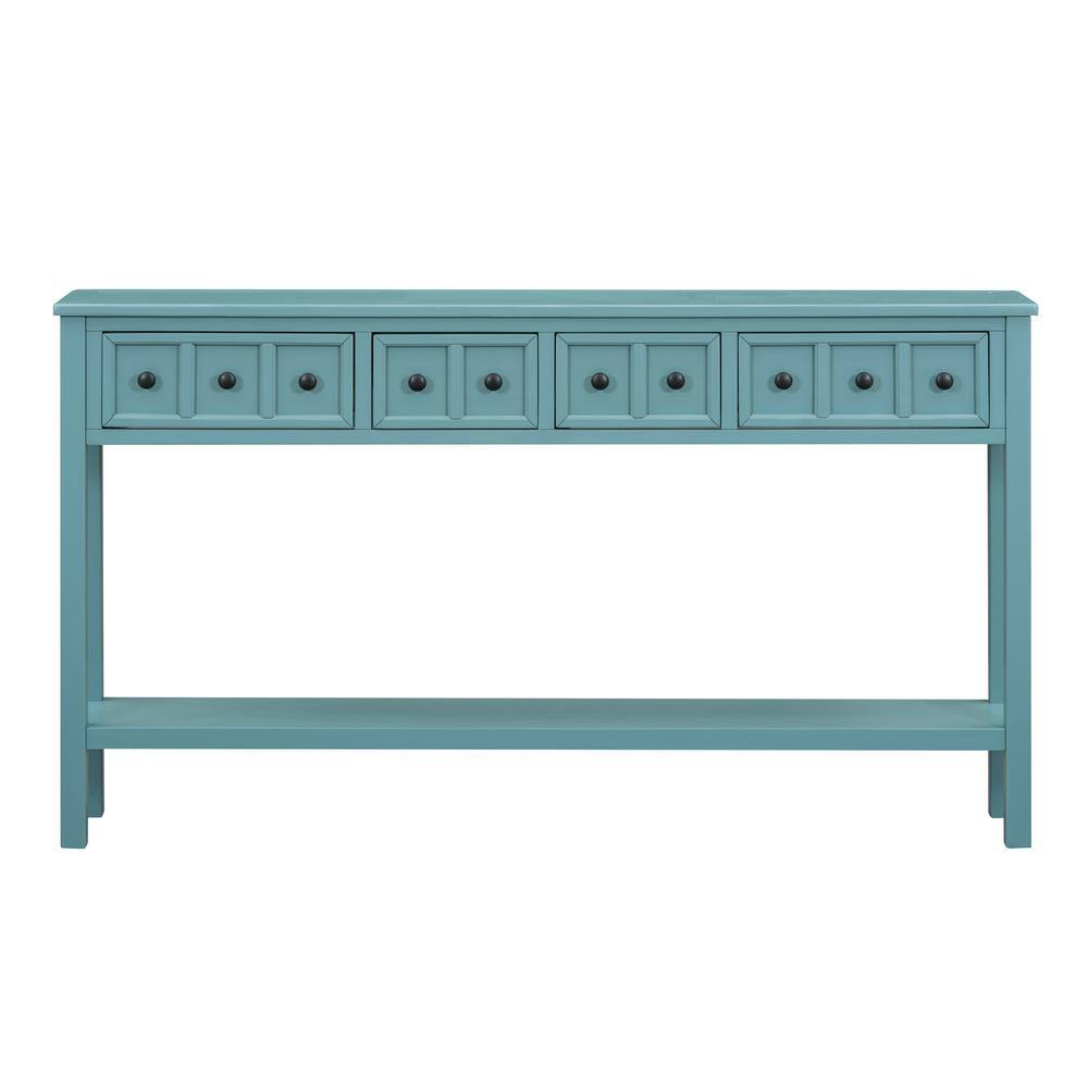 60 in. W x 11 in. D x 34 in. H Turquoise Green Linen Console