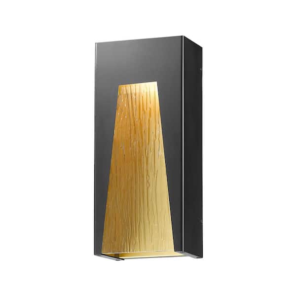 Unbranded Millenial 14 W 18 in. Black Gold Integrated LED Aluminum Hardwired Outdoor Weather Resistant Wall Sconce Light