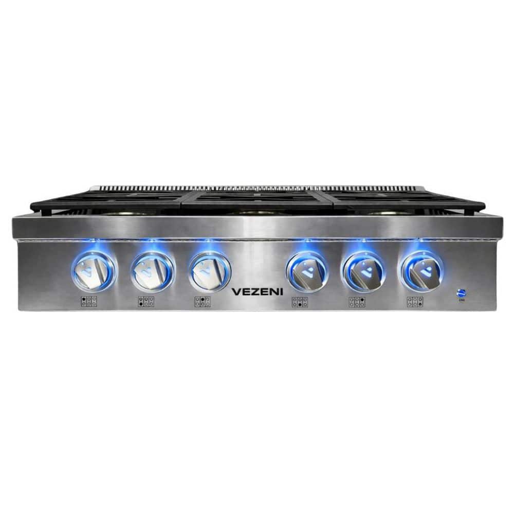 Randolph Pro 36 in. 6 Burners Burner Grate Natural Gas Cooktop in Stainless Steel price history on PriceWatchPro
