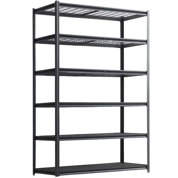 6 Tier Heavy Duty Metal Storage Shelves with Adjustable Shelf, Storage Shelves for Basements, Garages and Kitchen-Black