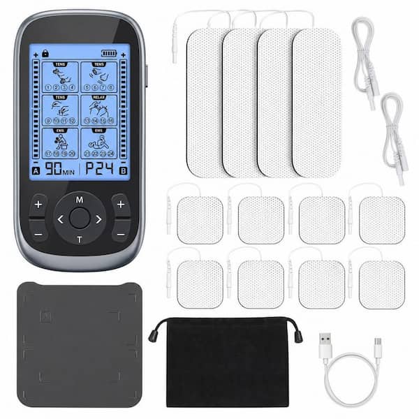 3-in-1 Tens Unit Muscle Stimulator, 40 Intensities 24 Modes Rechargeable Electronic Pulse Massager with 12 Tens Pads