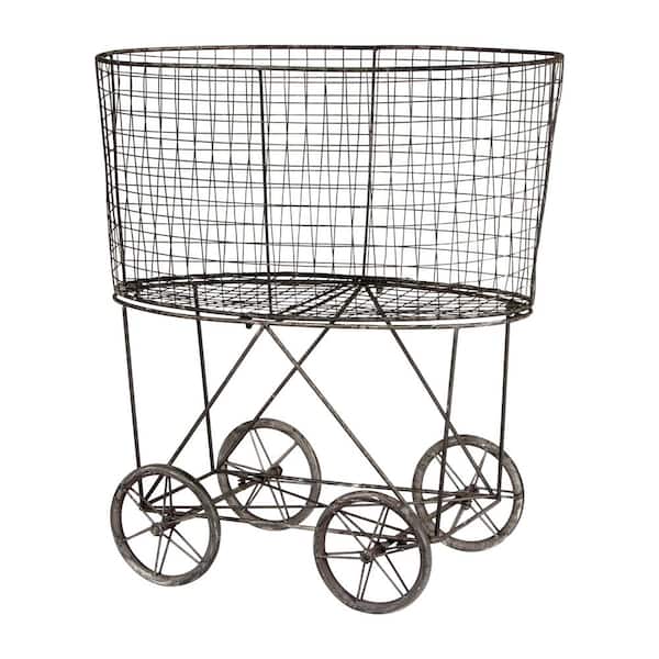 Vintage Metal Basket with Wheels