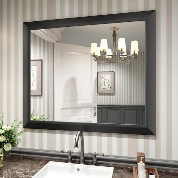 40 in. W x 36 in. H Rectangular Aluminum Alloy Framed and Tempered Glass Wall Bathroom Vanity Mirror in Matte Black