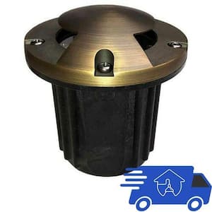 Bronze Hardwired Weather Resistant Well Light with LED Light Bulb and Bi-Directional Cover