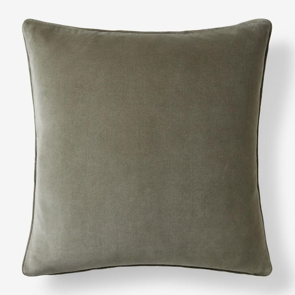 Legends Luxury Sage Green Velvet 24 in. X  24 in. Throw Pillow Cover