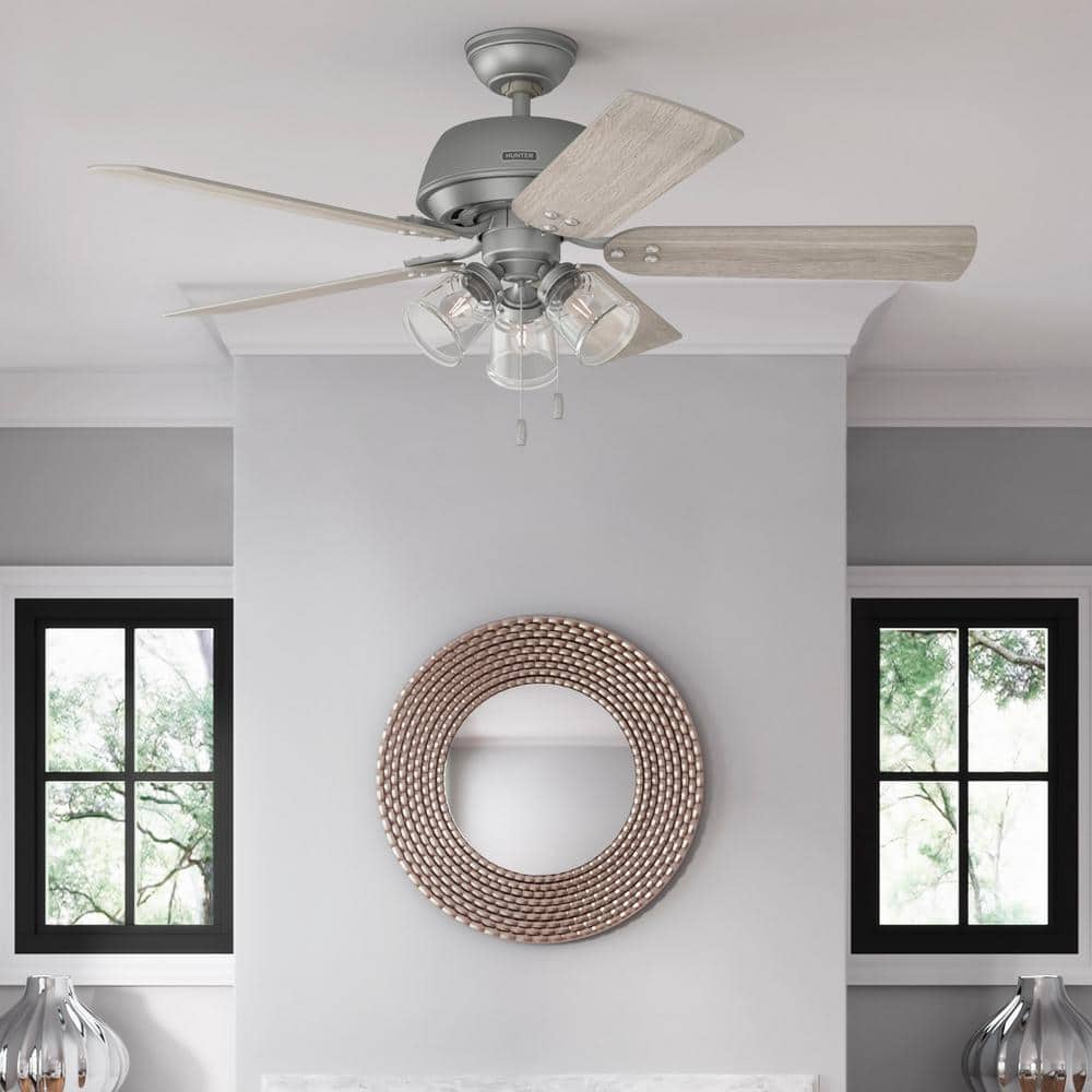Shady Grove 52 in. Indoor Matte Silver Ceiling Fan with Light Kit Included price history on PriceWatchPro