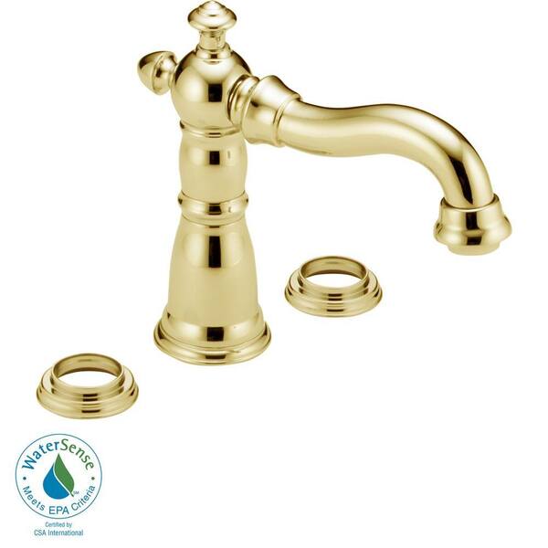 Unbranded Victorian 4 in. Minispread 2-Handle High-Arc Bathroom Faucet in Polished Brass-DISCONTINUED
