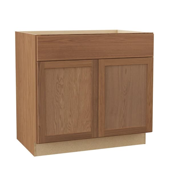 Sinclair 36 in. W x 24 in. D x 34.5 in. H Assembled Base Cabinet in Shaker Saddle Oak
