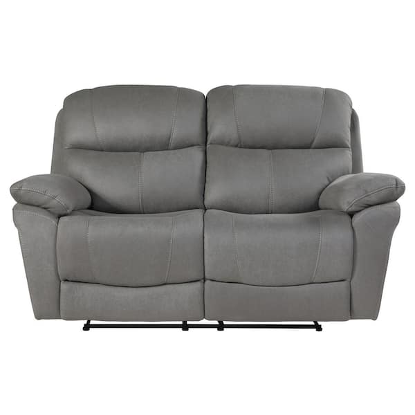 EVERGLADE HOME Mackay 65 in. W Flared Arm Microfiber Straight Reclining Double Love Seat in Gray