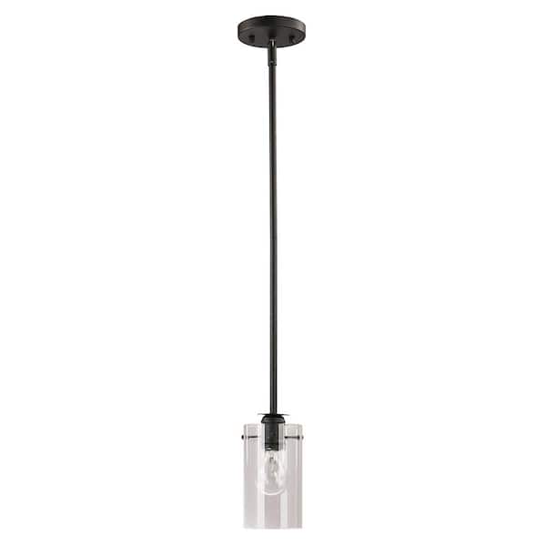 DSI Brooklyn Collection 1-Light Black Mini Pendant with Clear Glass Shade