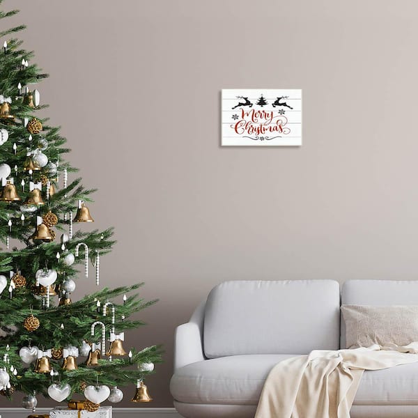 Stupell Industries 10 in. x 15 in. Merry Christmas Elegant Reindeer Black  White and Red by Artist Lettered and Lined Wood Wall Art hwp-285_wd_10x15  - The Home Depot