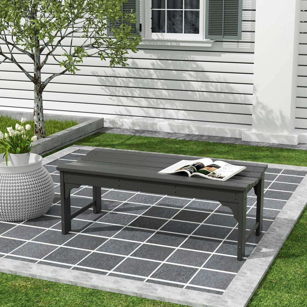 Gray 48-Inch Weather-Resistant Backless Outdoor Bench