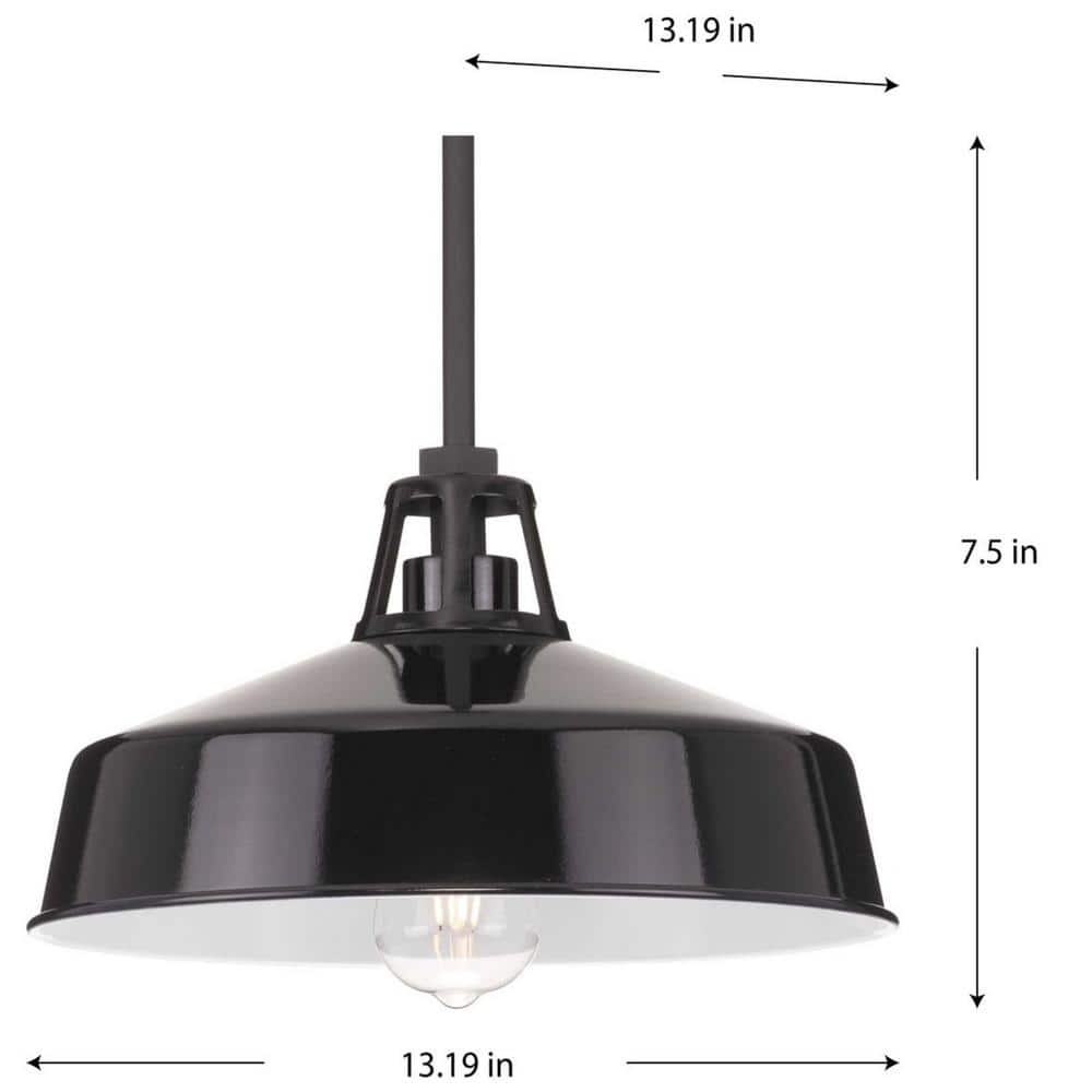 Cedar Springs Black and White Farmhouse Outdoor Pendant Light