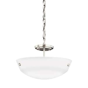 Kerrville 2-Light Brushed Nickel Semi-Flushmount Convertible Pendant with LED Bulbs