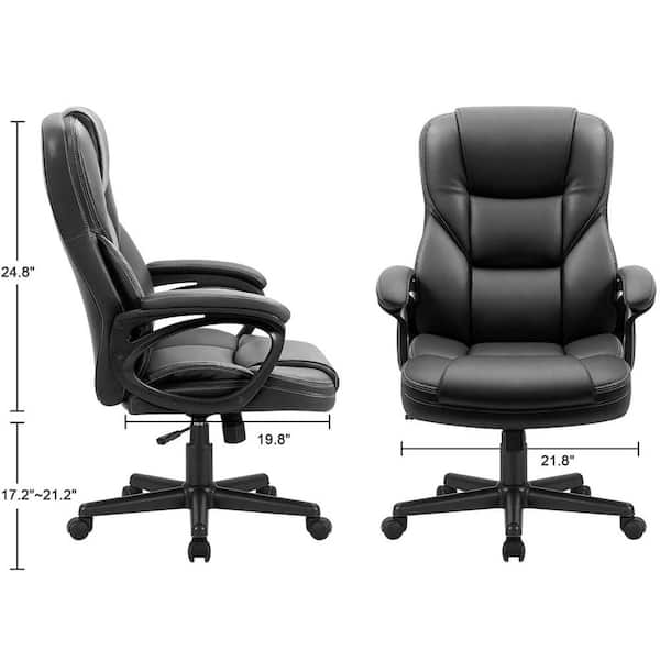 Big and Tall Black Leather High Back Executive Chair with Swivel Seat